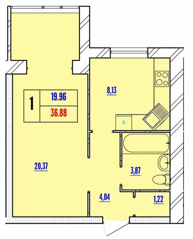 1-комнатная 36.88 м² в ЖК Avila Line от 12 000 грн/м², Хмельницкий