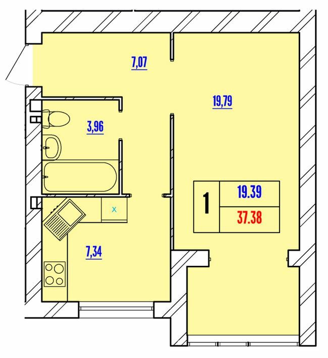 1-комнатная 37.38 м² в ЖК Avila Line от 12 500 грн/м², Хмельницкий