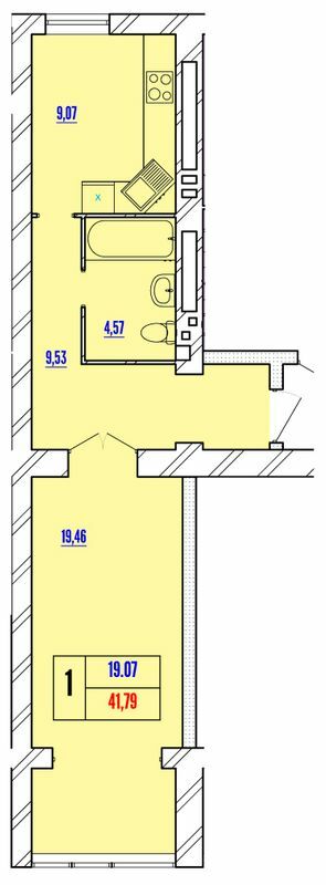 1-комнатная 41.79 м² в ЖК Avila Line от 12 500 грн/м², Хмельницкий