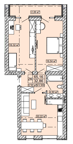 2-кімнатна 65.16 м² в ЖК Новий Скнилів від 29 000 грн/м², Львів