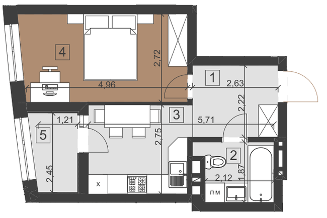 1-комнатная 35.9 м² в ЖК Парус City от 28 650 грн/м², Львов