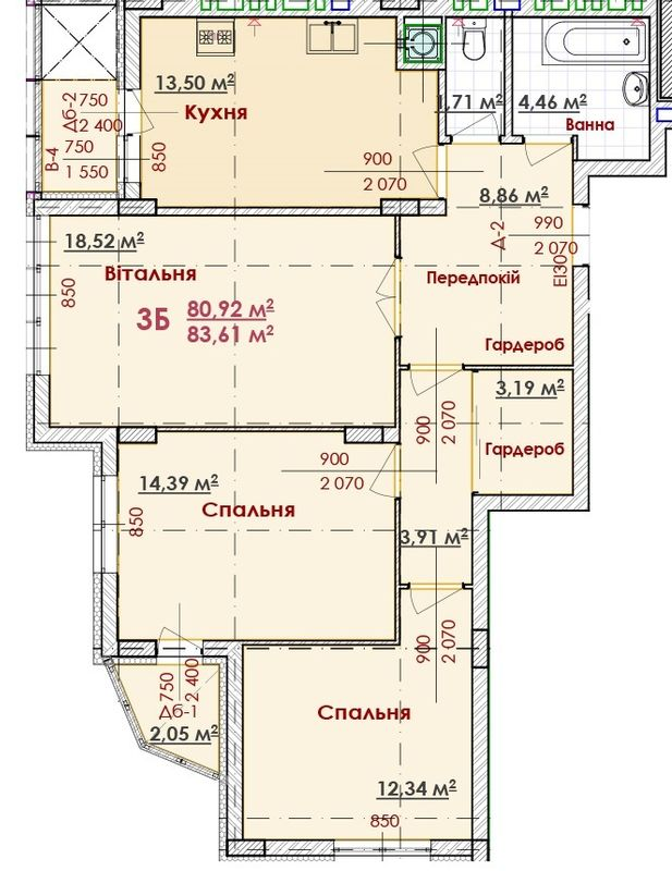 3-комнатная 83.61 м² в ЖК Соняшник от 15 000 грн/м², Львов