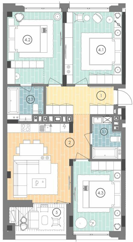 3-комнатная 97.8 м² в ЖК UNIT.Home от 49 514 грн/м², Киев