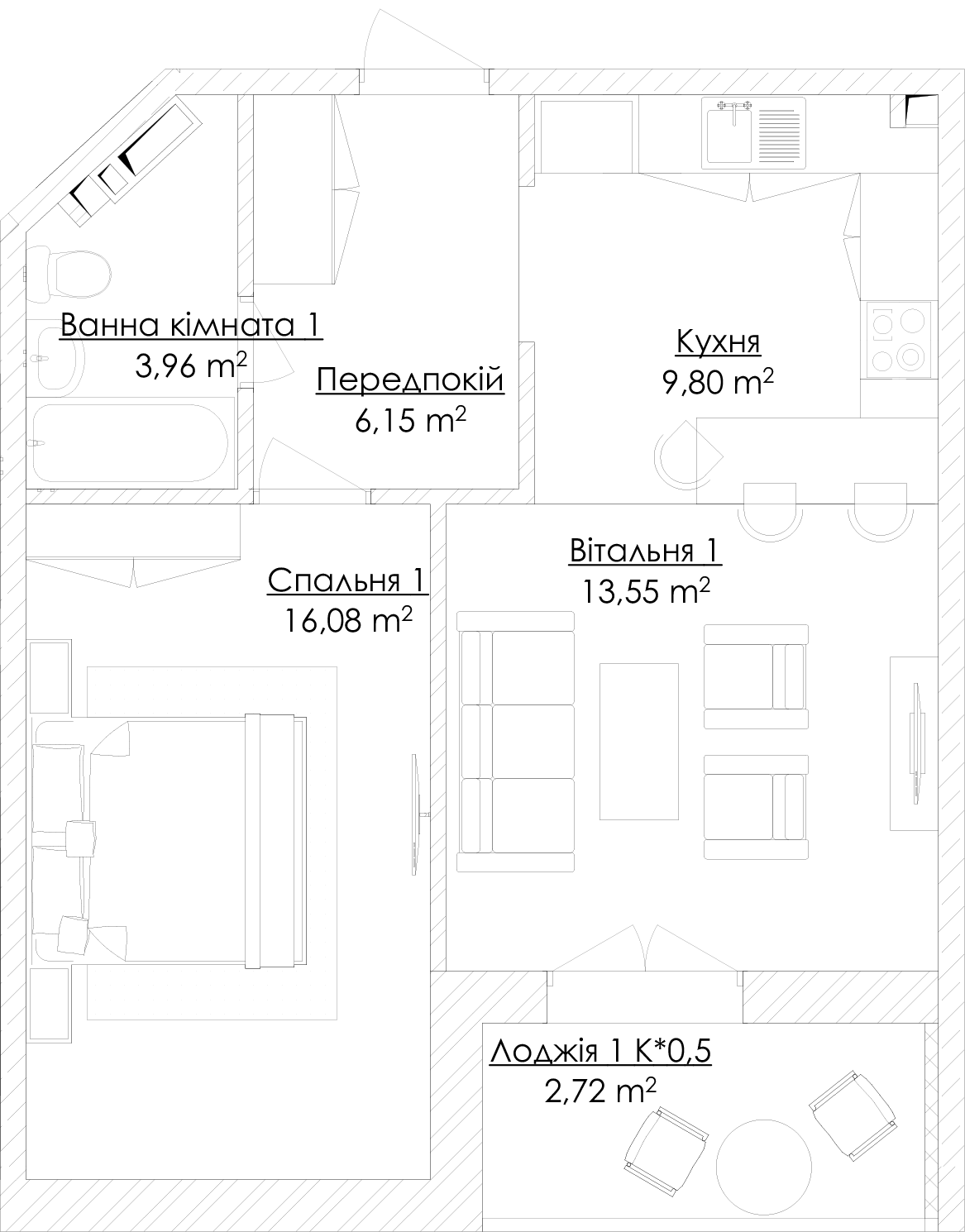 1-кімнатна 52.26 м² в ЖК KANDINSKY Odessa Residence від 70 097 грн/м², Одеса