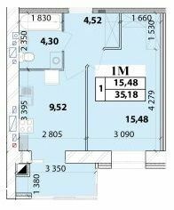 1-комнатная 35.18 м² в ЖК Масаны Лесной от 16 200 грн/м², Чернигов