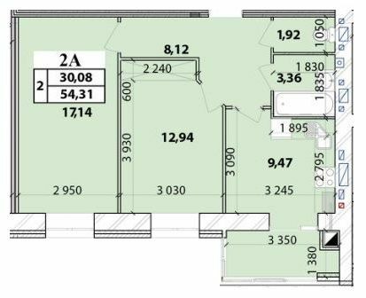 2-комнатная 54.31 м² в ЖК Масаны Лесной от 15 000 грн/м², Чернигов