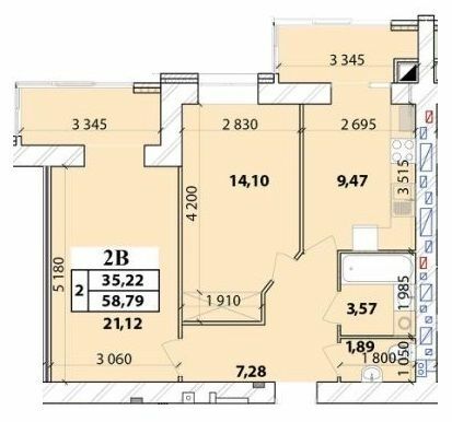 2-комнатная 58.79 м² в ЖК Масаны Лесной от 16 200 грн/м², Чернигов