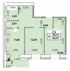 2-комнатная 60.79 м² в ЖК Масаны Лесной от 16 200 грн/м², Чернигов