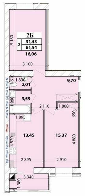 2-комнатная 61.54 м² в ЖК Масаны Лесной от 16 200 грн/м², Чернигов