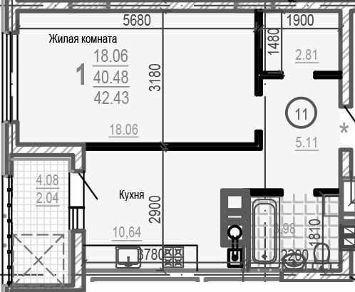 1-кімнатна 42.43 м² в ЖК Брюсель від 45 000 грн/м², Харків