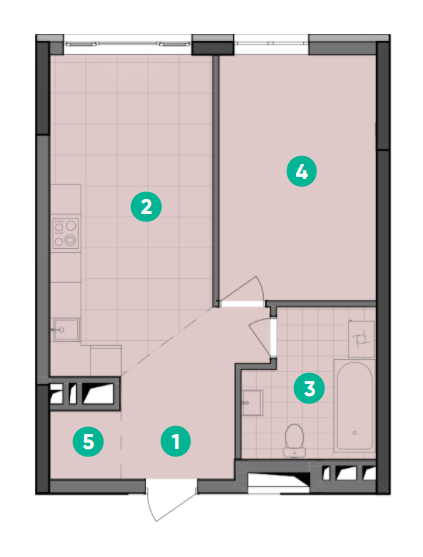 1-комнатная 48.8 м² в ЖК Dibrova Park от 24 300 грн/м², Киев