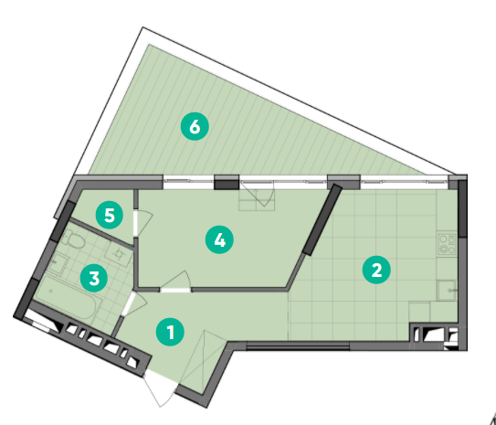 1-комнатная 53.09 м² в ЖК Dibrova Park от 24 300 грн/м², Киев