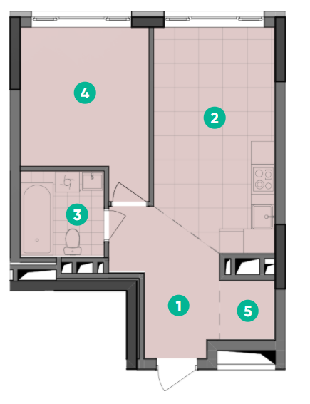 1-кімнатна 41.57 м² в ЖК Dibrova Park від 24 300 грн/м², Київ