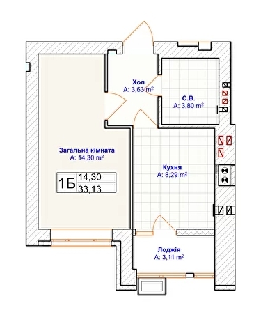 1-кімнатна 33.13 м² в ЖК Grand Country Irpin від 22 050 грн/м², м. Ірпінь