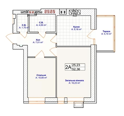 2-комнатная 52.36 м² в ЖК Grand Country Irpin от 24 500 грн/м², г. Ирпень