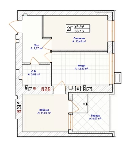 2-комнатная 56.16 м² в ЖК Grand Country Irpin от 24 500 грн/м², г. Ирпень