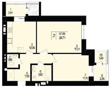 2-комнатная 57.86 м² в ЖК Дизайн парк от 13 400 грн/м², Хмельницкий