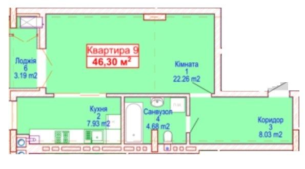 1-комнатная 46.3 м² в ЖК Адамант от 15 700 грн/м², Хмельницкий