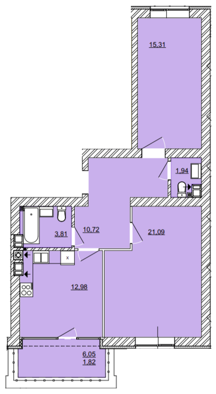2-кімнатна 67.67 м² в ЖК Найкращий квартал від 17 100 грн/м², м. Ірпінь