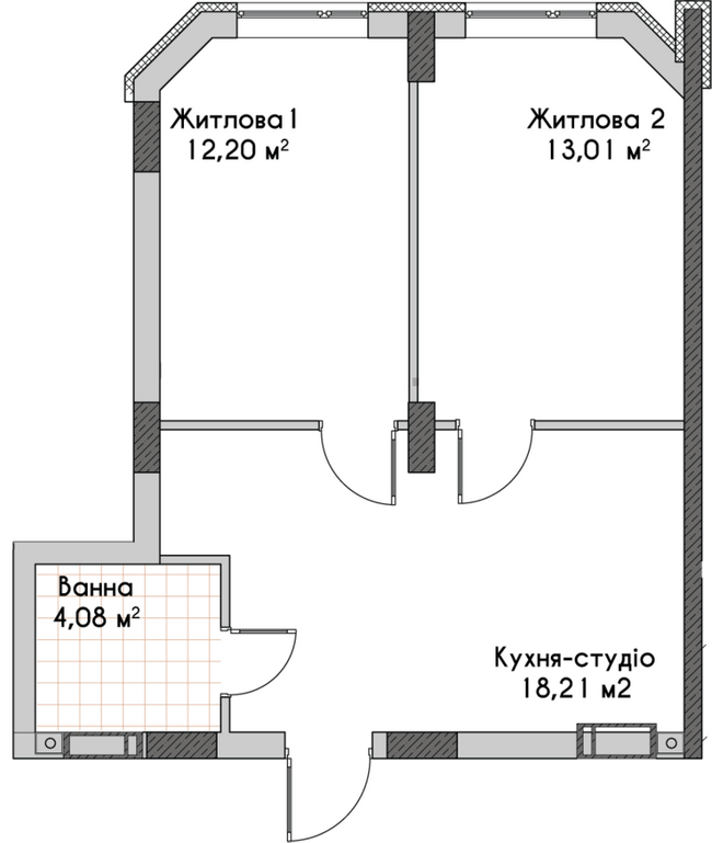 2-кімнатна 49 м² в ЖК City Park від 16 200 грн/м², м. Ірпінь