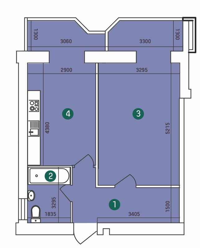 1-комнатная 50.88 м² в ЖК Заречный от 12 350 грн/м², Сумы