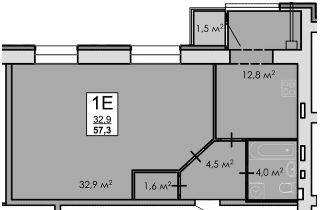 1-кімнатна 57.3 м² в ЖК Andorra від 14 500 грн/м², Черкаси