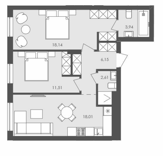 2-кімнатна 60.36 м² в ЖК Avalon Holiday від 20 000 грн/м², с. Сокільники