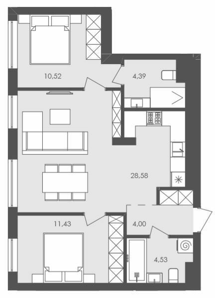 2-комнатная 63.45 м² в ЖК Avalon Holiday от 20 000 грн/м², с. Сокольники