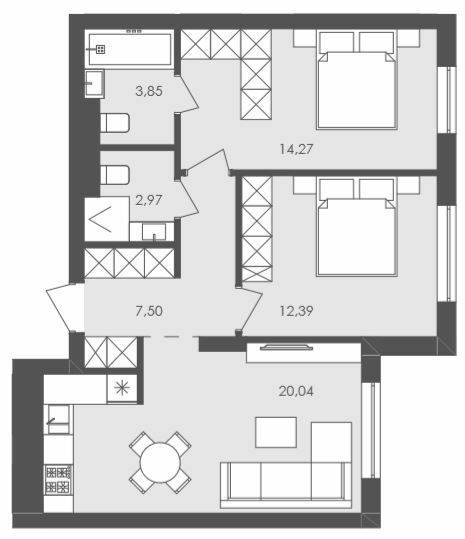 2-кімнатна 61.02 м² в ЖК Avalon Holiday від 20 000 грн/м², с. Сокільники