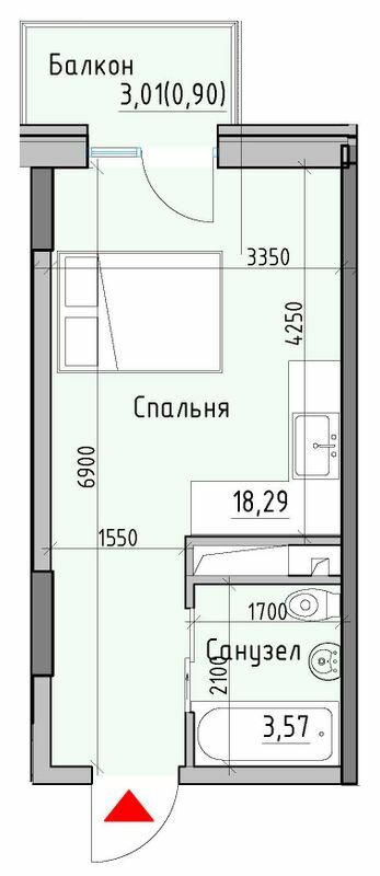 1-комнатная 22.7 м² в ЖК Пространство Eco City (Пространство на Радостной) от 19 700 грн/м², Одесса