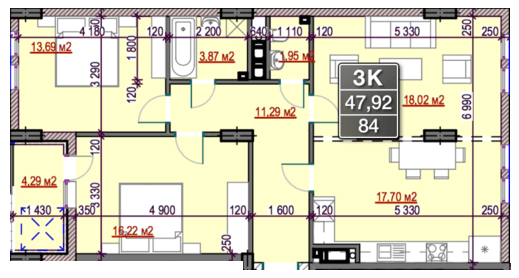 3-комнатная 84 м² в ЖД White House от застройщика, Ивано-Франковск