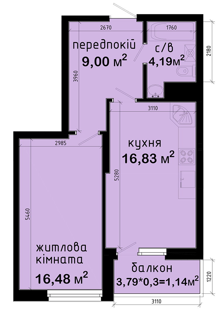 1-кімнатна 47.64 м² в ЖК Авеню 42 від 48 000 грн/м², Київ