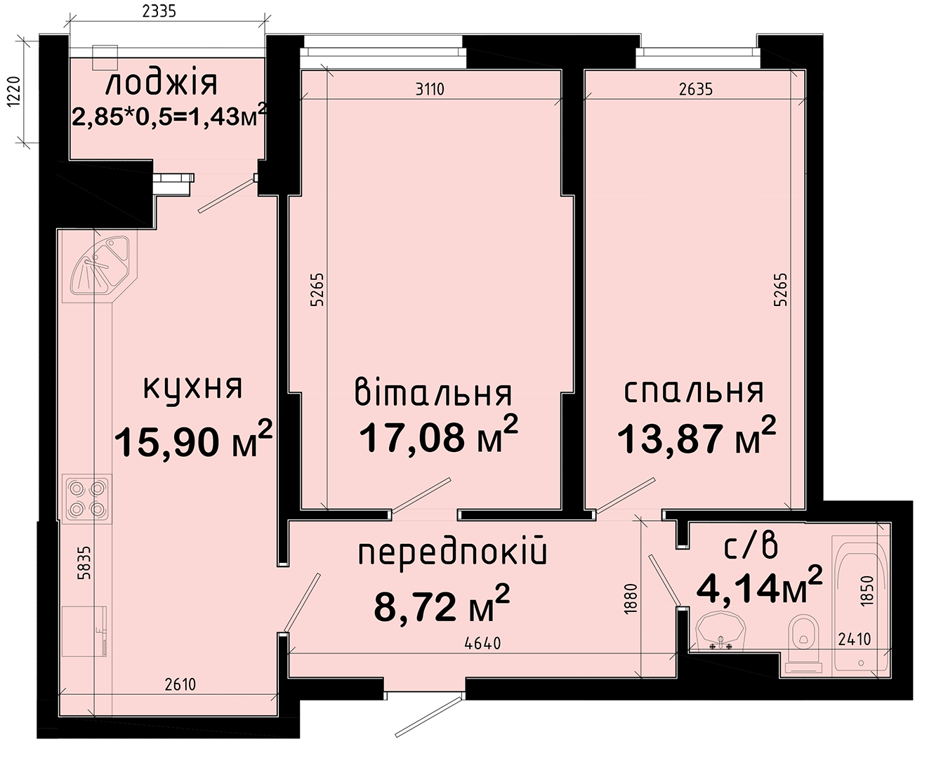 2-комнатная 61.14 м² в ЖК Авеню 42 от 28 130 грн/м², Киев
