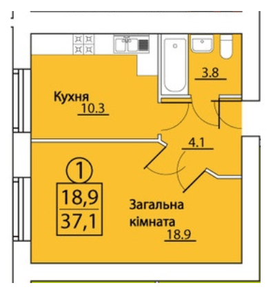 1-кімнатна 37.1 м² в ЖК на просп. Грушевського, 50 від 12 000 грн/м², м. Кам`янець-Подільський