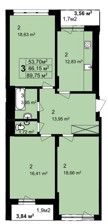 3-кімнатна 89.75 м² в ЖК Q-6 "Quoroom Perfect Town" від 27 100 грн/м², Львів