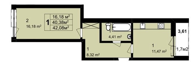 1-кімнатна 42.08 м² в ЖК Q-6 "Quoroom Perfect Town" від 31 050 грн/м², Львів