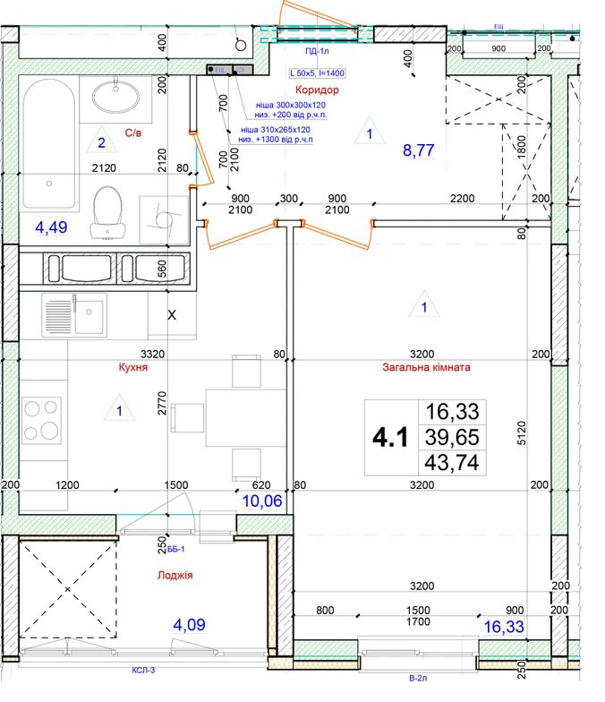1-комнатная 43.74 м² в ЖК Олимпийский от 22 100 грн/м², г. Бровары