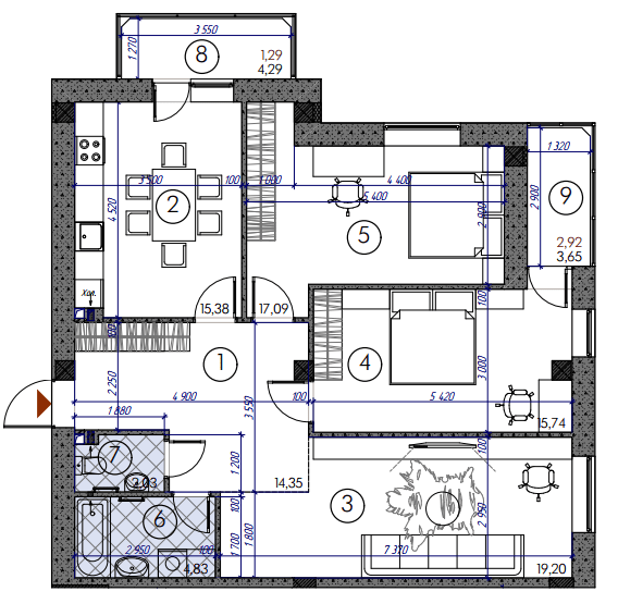 3-комнатная 92.83 м² в ЖМ Саванна Сити от 14 000 грн/м², г. Бровары