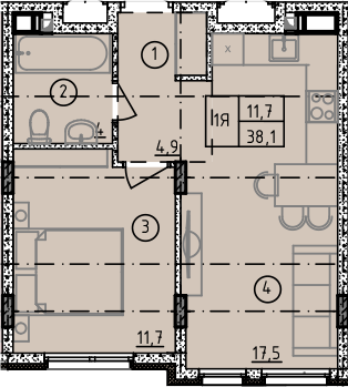 1-кімнатна 38.1 м² в ЖК DERBY Style House від 24 550 грн/м², Одеса