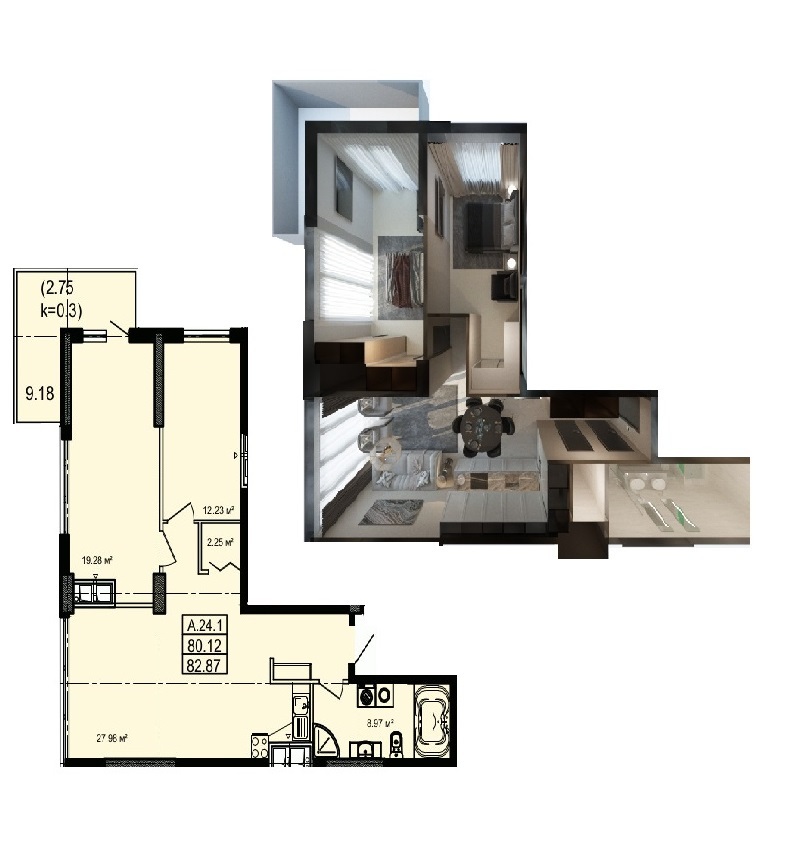 2-комнатная 82.87 м² в ЖК Акрополь от 27 750 грн/м², Одесса