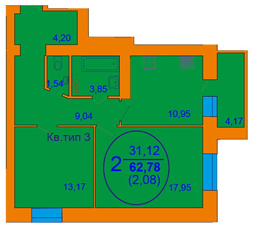 2-кімнатна 62.78 м² в ЖК Софія Київська від 15 000 грн/м², с. Софіївська Борщагівка