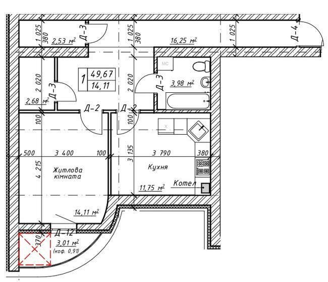1-комнатная 49.67 м² в ЖК Гранд Парк от 19 000 грн/м², г. Бровары