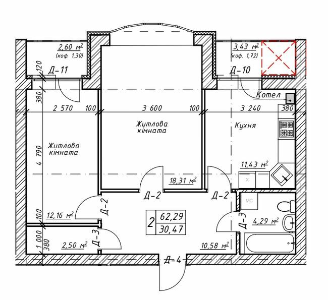 2-комнатная 62.29 м² в ЖК Гранд Парк от 17 000 грн/м², г. Бровары