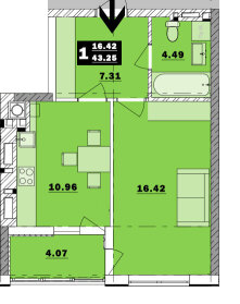 1-комнатная 43.25 м² в ЖК Обуховский ключ от 17 000 грн/м², г. Обухов