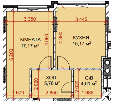 1-комнатная 41.08 м² в ЖК Riverside от 20 700 грн/м², с. Погребы