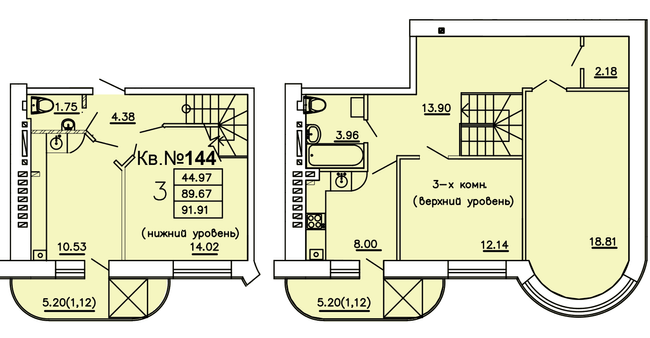 Двухуровневая 91.91 м² в ЖК Теплый дом от 14 000 грн/м², с. Крыжановка