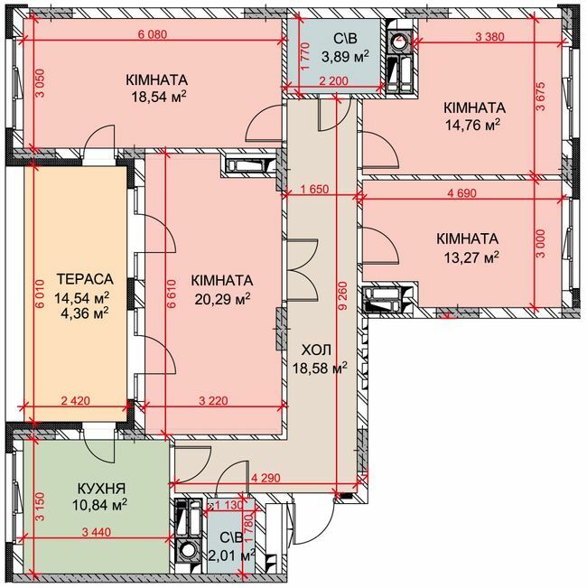 4-кімнатна 106.54 м² в ЖК Riverside від 26 550 грн/м², с. Погреби