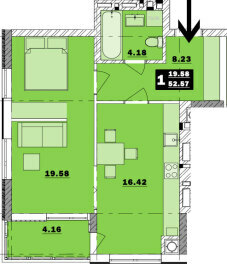 1-комнатная 52.57 м² в ЖК Обуховский ключ от 17 000 грн/м², г. Обухов