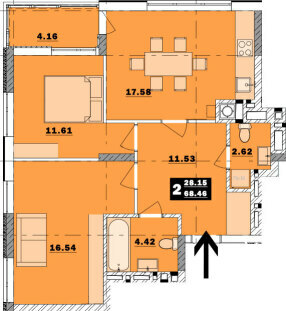 2-комнатная 68.46 м² в ЖК Обуховский ключ от 16 500 грн/м², г. Обухов