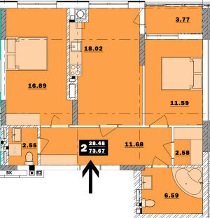 2-комнатная 73.67 м² в ЖК Обуховский ключ от 19 500 грн/м², г. Обухов